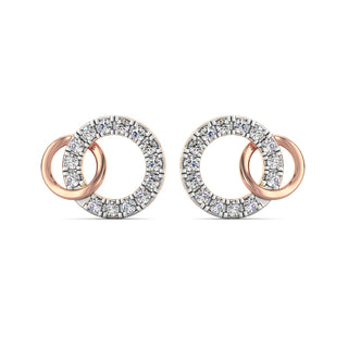 Connected Circles Diamond Earrings-Rose Gold