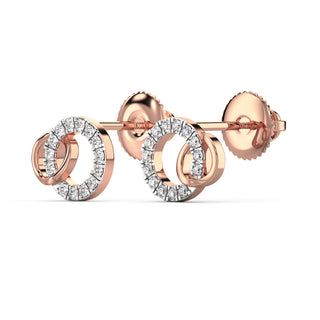 Connected Circles Diamond Earrings-Rose Gold