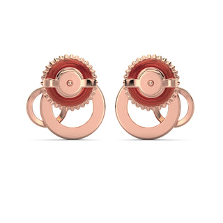 Connected Circles Diamond Earrings-Rose Gold