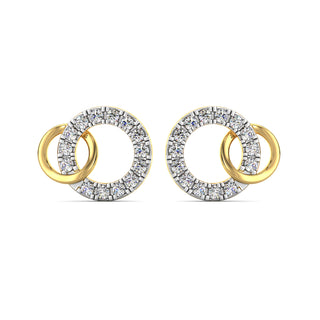 Connected Circles Diamond Earrings-Yellow Gold