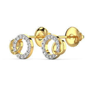 Connected Circles Diamond Earrings-Yellow Gold