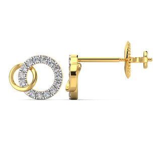 Connected Circles Diamond Earrings-Yellow Gold