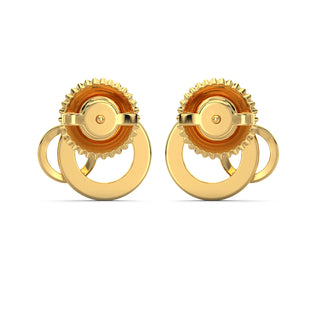 Connected Circles Diamond Earrings-Yellow Gold