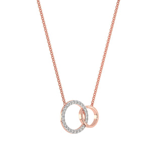 Connected Circles Diamond Chain Necklace-Rose Gold
