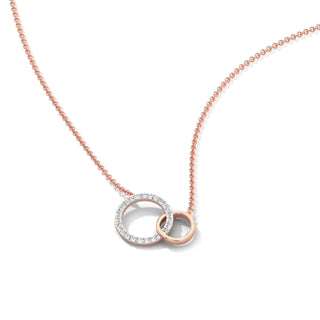 Connected Circles Diamond Chain Necklace-Rose Gold