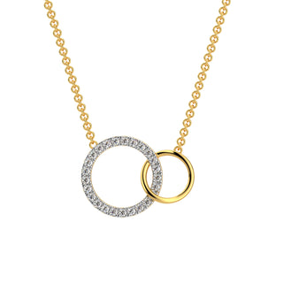 Connected Circles Diamond Chain Necklace-Yellow Gold