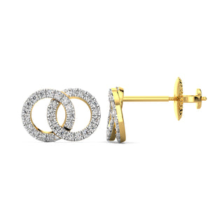 Dual Circle Diamond Earrings-Yellow Gold