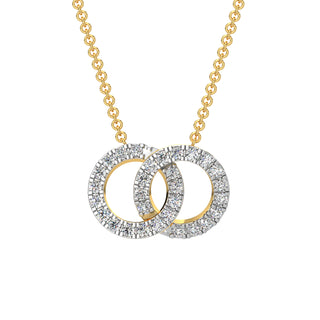 Dual Circle Diamond Chain Necklace-Yellow Gold