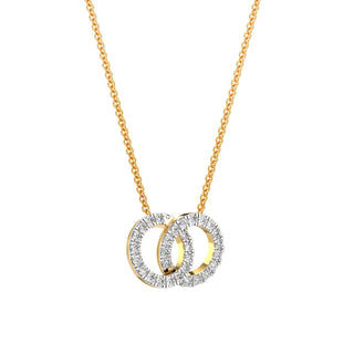 Dual Circle Diamond Chain Necklace-Yellow Gold