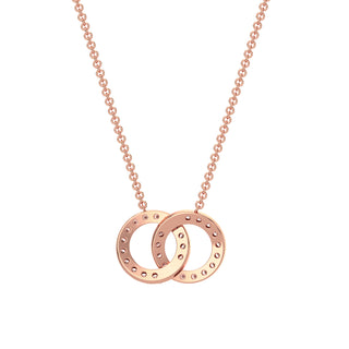 Dual Circle Diamond Chain Necklace-Rose Gold