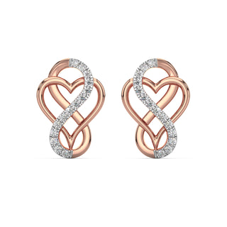Heart Infinity Diamond Earrings-Rose Gold