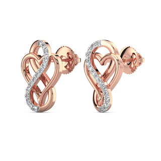 Heart Infinity Diamond Earrings-Rose Gold
