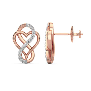 Heart Infinity Diamond Earrings-Rose Gold