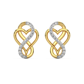 Heart Infinity Diamond Earrings-Yellow Gold