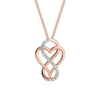 Heart Infinity Diamond Chain Necklace-Rose Gold