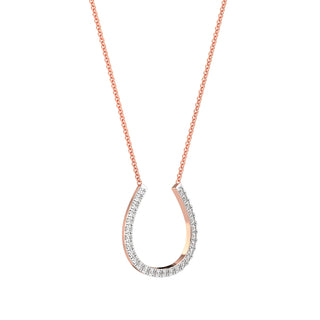 Horseshoe Diamond Chain Necklace-Rose Gold