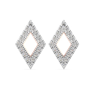 Geometric Diamond Earrings-Rose Gold