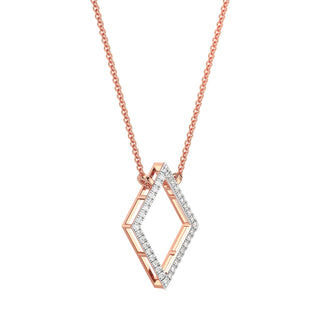 Geometric Diamond Chain Necklace-Rose Gold
