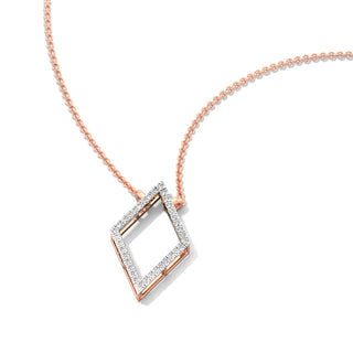 Geometric Diamond Chain Necklace-Rose Gold