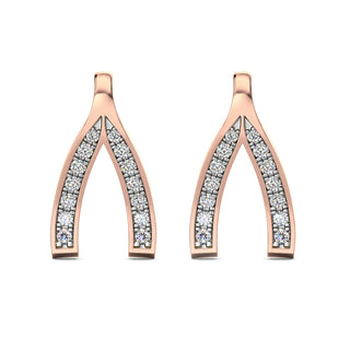 Wishbone Diamond Earrings-Rose Gold