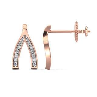 Wishbone Diamond Earrings-Rose Gold