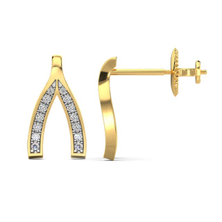 Wishbone Diamond Earrings-Yellow Gold
