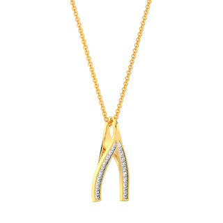 Wishbone Diamond Chain Necklace-Yellow Gold