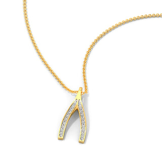 Wishbone Diamond Chain Necklace-Yellow Gold