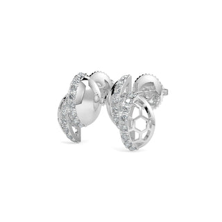 Hexa Halo Earrings-White Gold