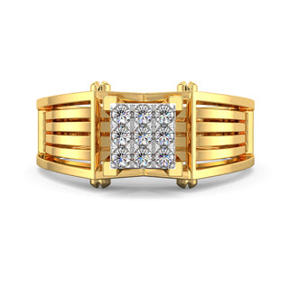 Quad Diamond Ring for Men-Yellow Gold