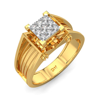 Quad Diamond Ring for Men-Yellow Gold