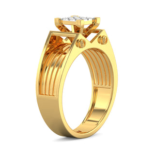 Quad Diamond Ring for Men-Yellow Gold