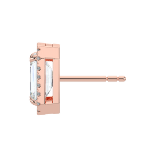 Emerald Halo Solitaire Studs-Rose Gold