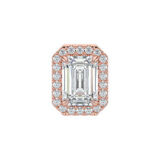 Emerald Halo Solitaire Studs-Rose Gold