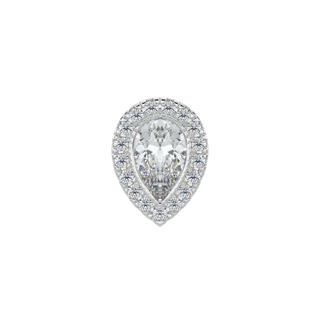 Pear Halo LGD Solitaire Studs-White Gold
