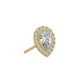 Pear Halo Solitaire Studs-Yellow Gold