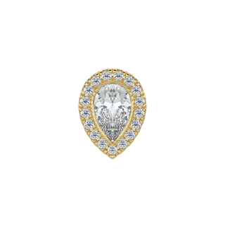 Pear Halo Solitaire Studs-Yellow Gold