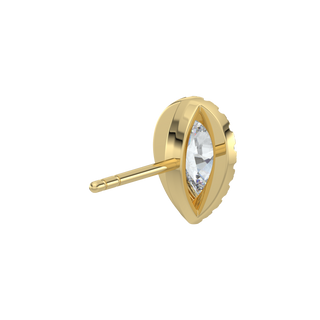 Pear Halo Solitaire Studs-Yellow Gold