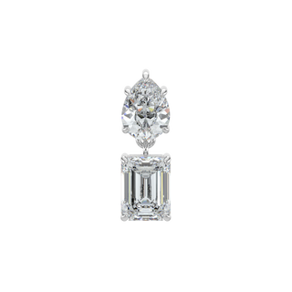 Emerald Drop LGD Solitaire Earrings-White Gold