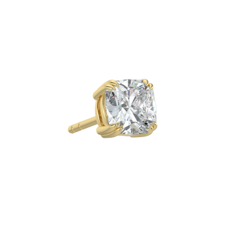 Cushion Solitaire Studs-Yellow Gold