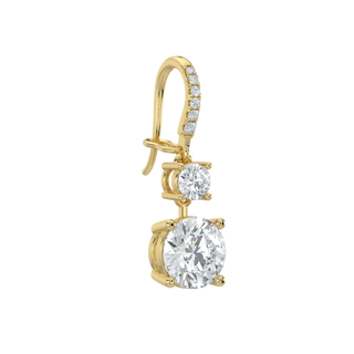 Round LGD Solitaire Drop Earrings-Yellow Gold