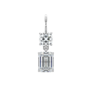 Emerald LGD Solitaire Drop Earrings -White Gold