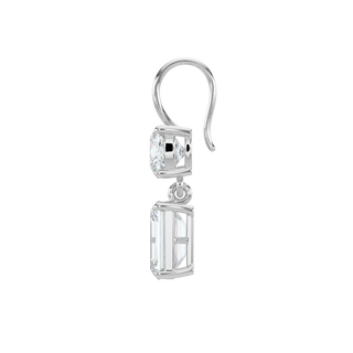 Emerald LGD Solitaire Drop Earrings -White Gold