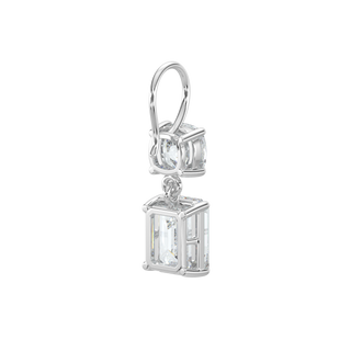 Emerald LGD Solitaire Drop Earrings -White Gold