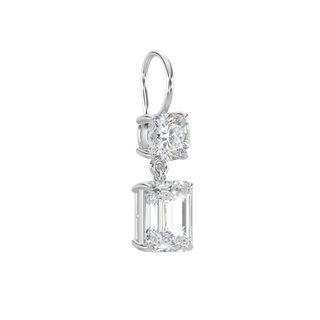 Emerald LGD Solitaire Drop Earrings -White Gold