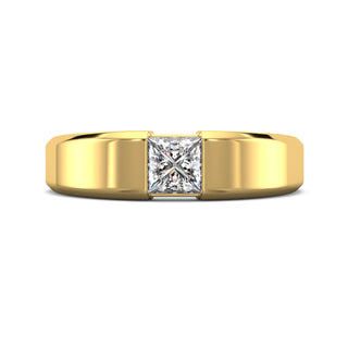 Princess Cut Diamond Solitaire Band for Men-Yellow Gold