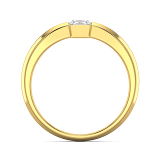 Princess Cut Diamond Solitaire Band for Men-Yellow Gold
