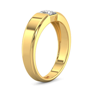 Princess Cut Diamond Solitaire Band for Men-Yellow Gold
