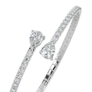 Pear Solitaire Diamond Bracelet-White Gold