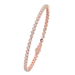 Round Tennis Diamond Bracelet-Rose Gold
